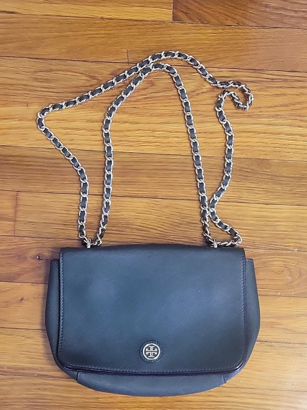 Black Chain-Strap Crossbody Bag - Tory Burch Logo